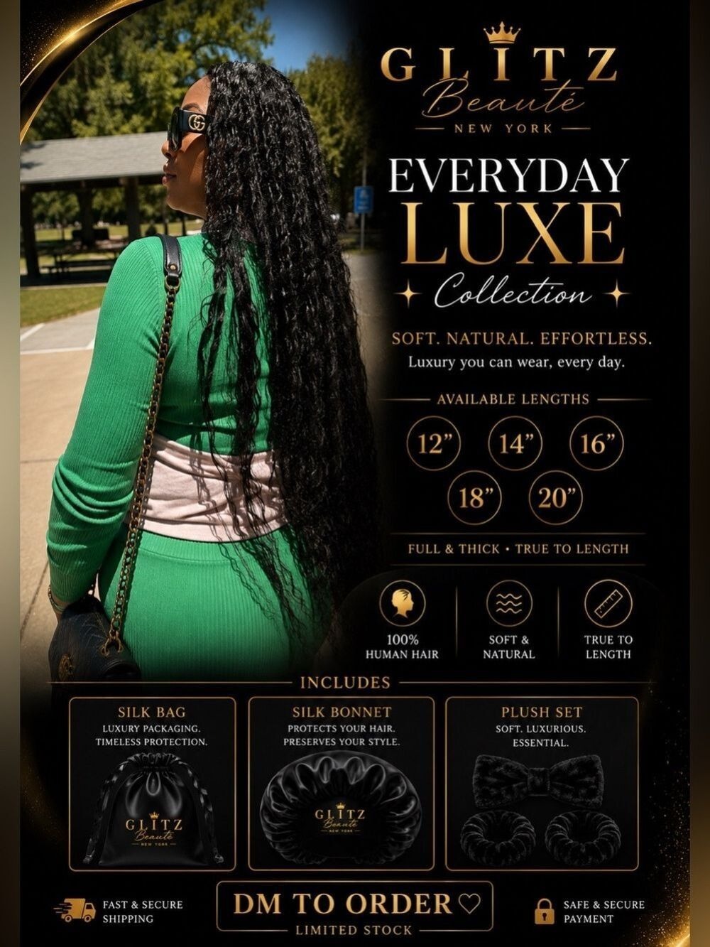 Glitz Everyday Luxe Collection - Black Can be bleached